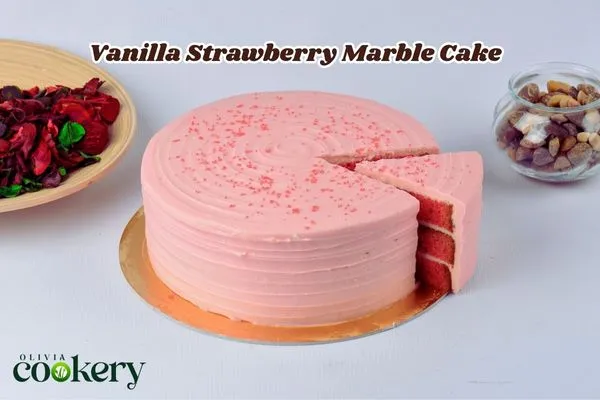 Vanilla Strawberry Marble Cake